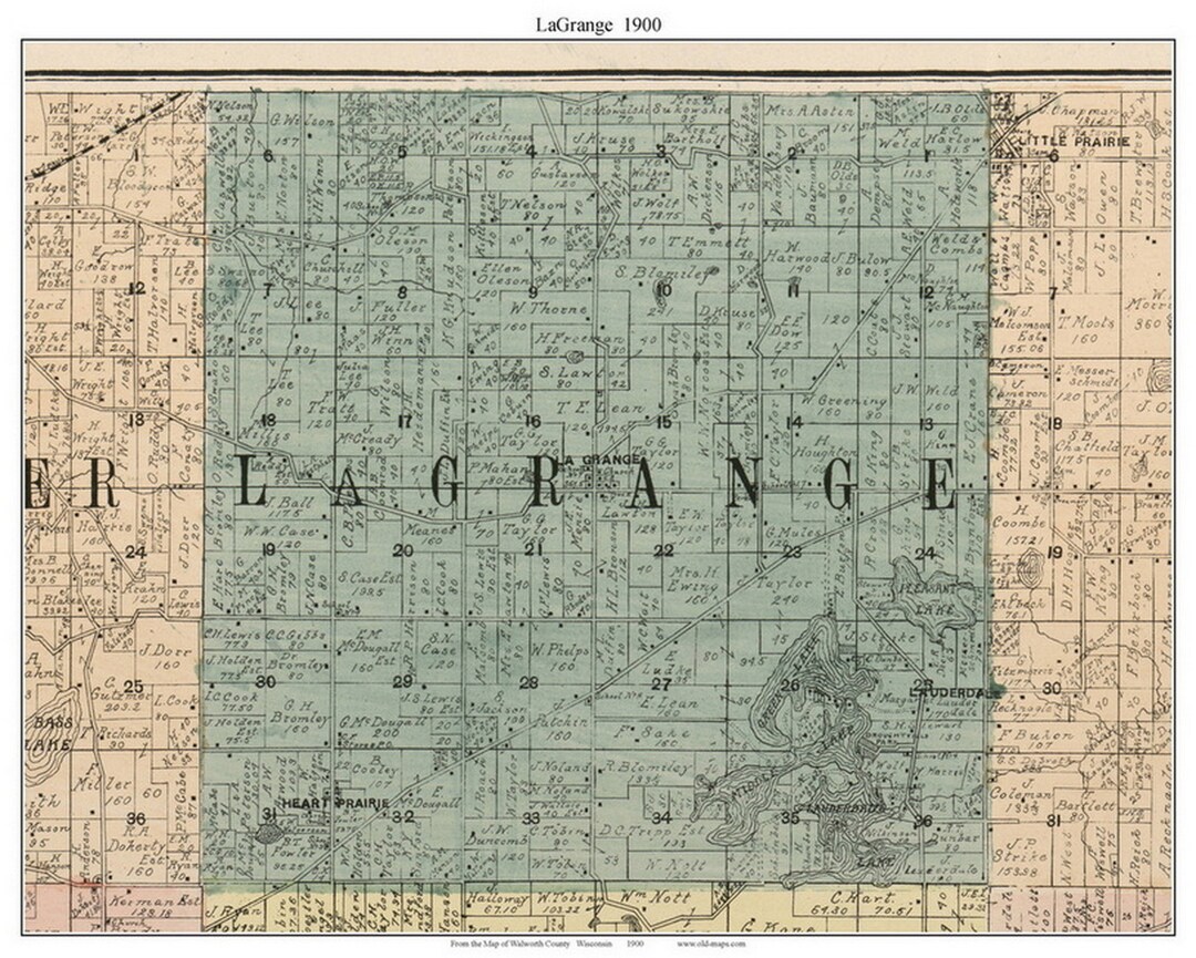 La Grange 1900 Old Town Map With Homeowner Names Heart