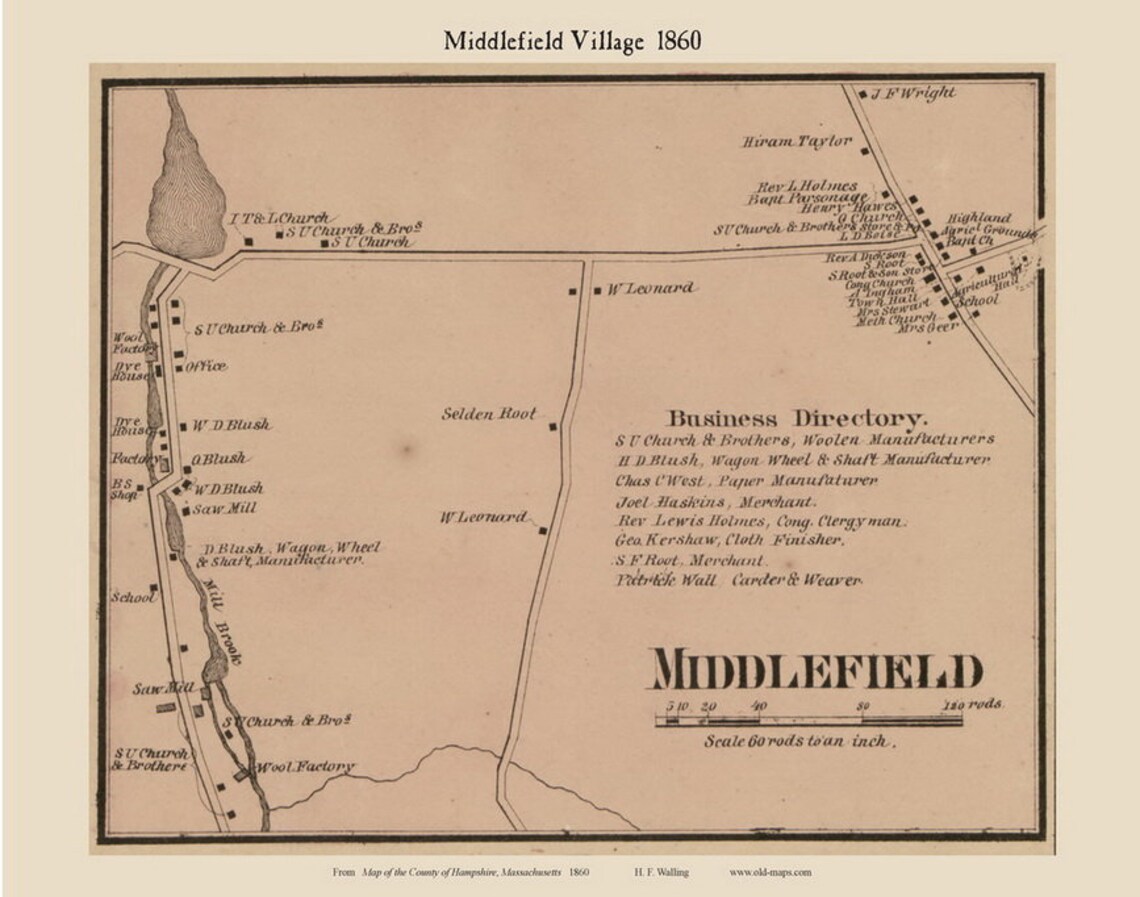 Middlefield Village 1860 Old Town Map With Homeowner Names Etsy