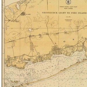 Shinnecook Light to Fire Island Light - 1919 Nautical Map - New York ...