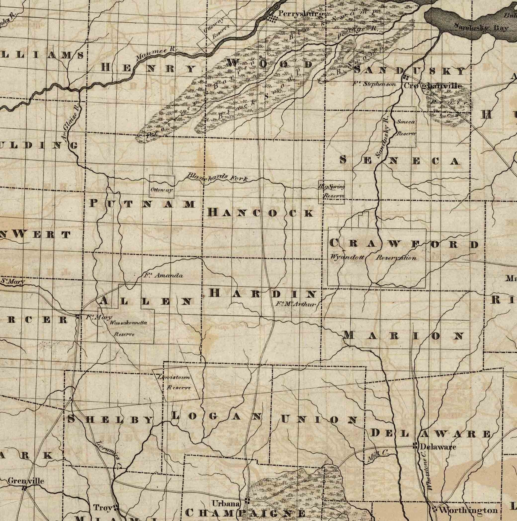 Ohio 1820 Indian Reservations - State Map by Bourne - Reprint - Etsy