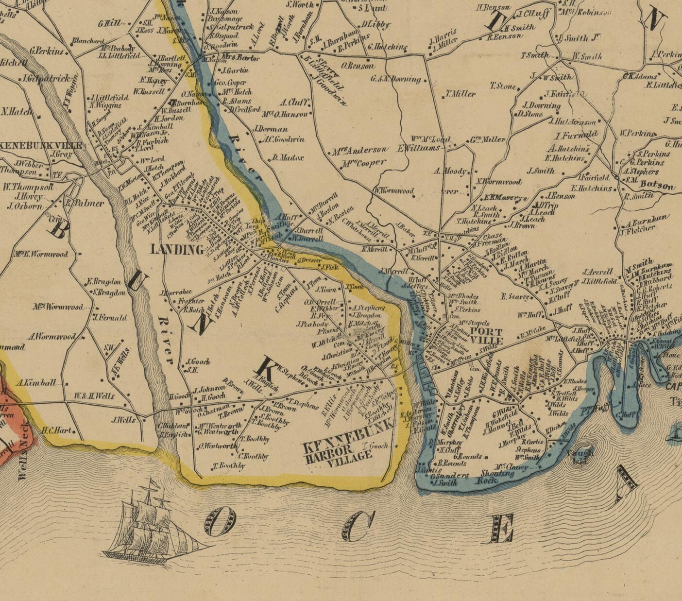 York County Maine 1856 Old Wall Map Reprint with Homeowner Etsy