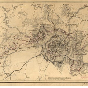 Atlanta, Georgia 1864 - Civil War City Siege Map By General William Tecumseh Sherman   Reprint