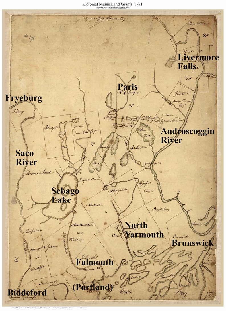 Colonial Maine Land Grants 1771 Condados de Cumberland y Etsy España