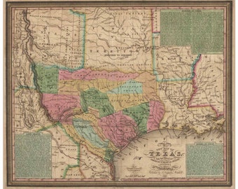 Texas 1835 State Map - Young - Land Grants - Reprint