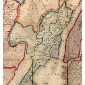 Hudson County  NJ 1860  Map -  Custom Reprint with Homeowner Names New Jersey