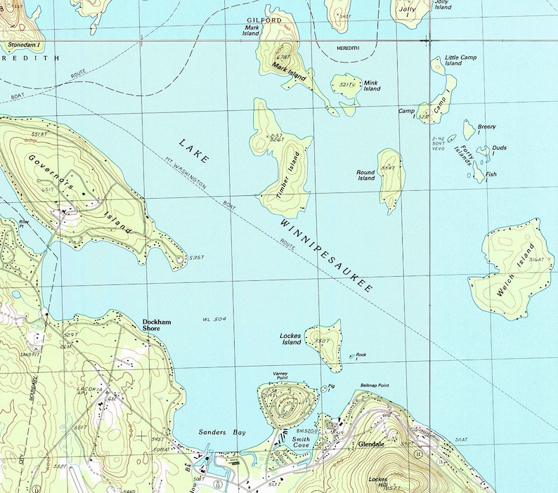 Lake Winnipesaukee Ca. 1987 Vertical USGS Old Topographic Etsy
