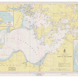 Lake of the Woods 1961 - Nautical Map Reprint -Great Lakes Harbors -Minnesota and Ontario Border Lakes - 8 - 84 14999