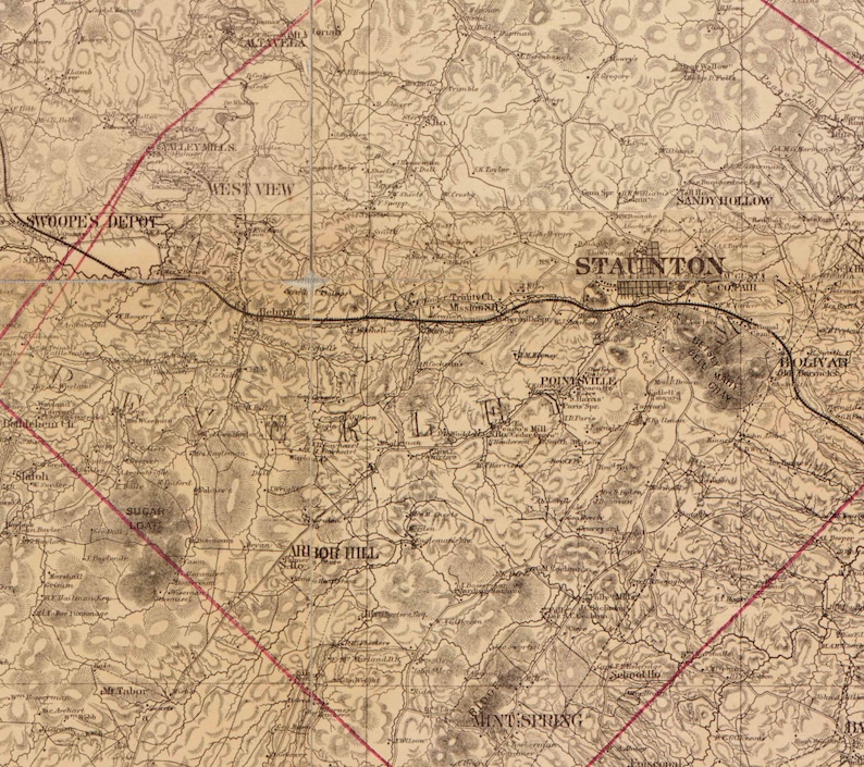 Augusta County Virginia 1870 Old Wall Map With Homeowner Etsy