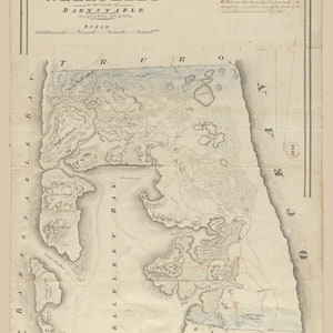 Wellfleet 1831 Town Plan - Old Roads Map Reprint RESTORED Massachusetts Archives - MA