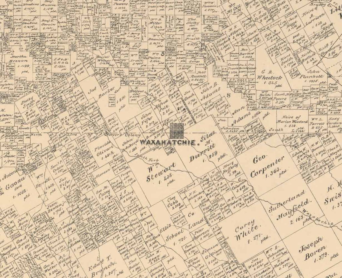 Ellis County, Texas - 1879 - Old Wall Map Reprint With Land Owners ...