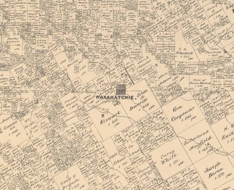 Ellis County Texas 1879 Old Wall Map Reprint With Land Etsy