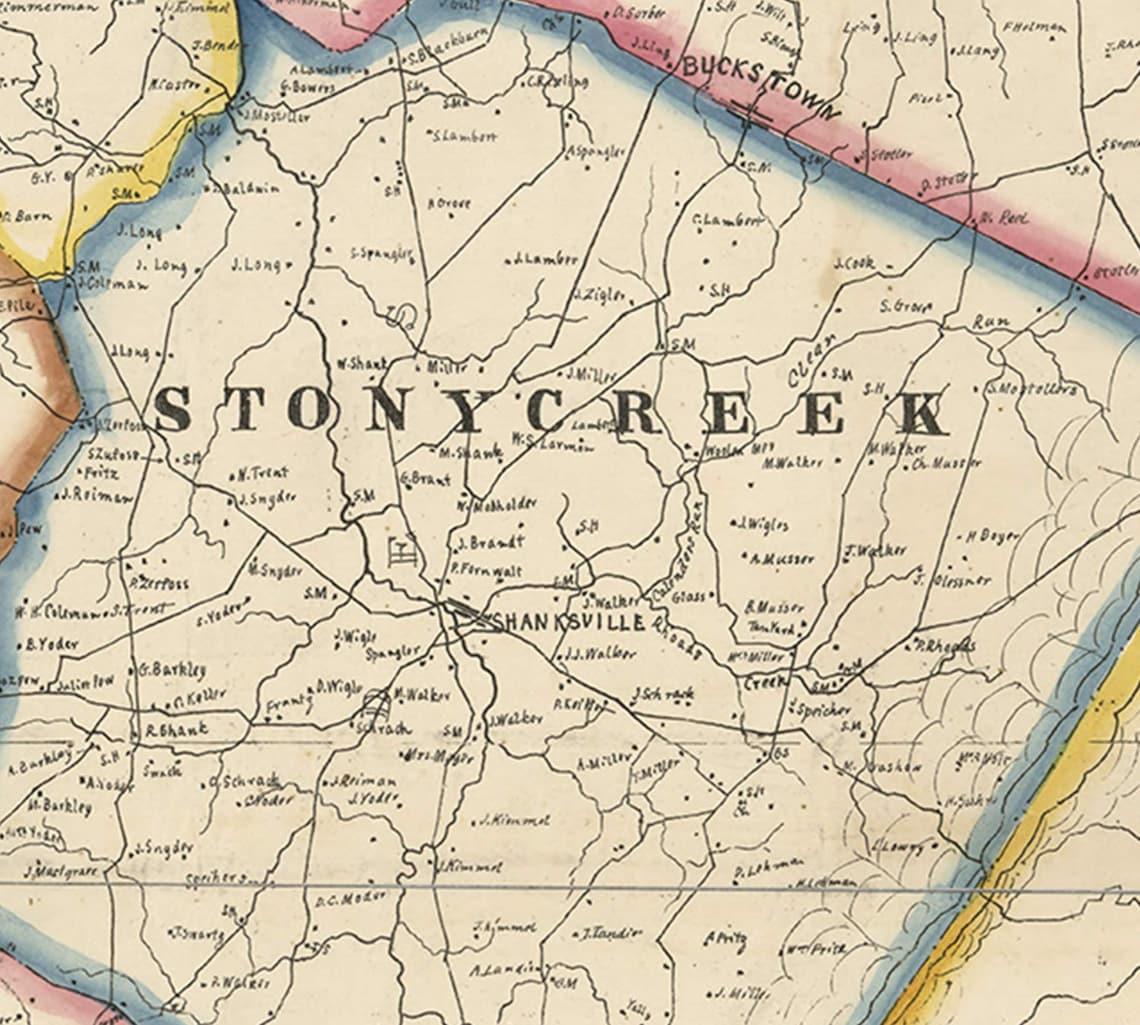 Somerset County Pennsylvania 1860x Old Wall Map With Etsy