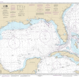 Gulf of Mexico 2013 Nautical Map  - Charlestown - Cuba - Tampa - New Orleans - Mexico - Reprint - Atlantic 1000s - 1007