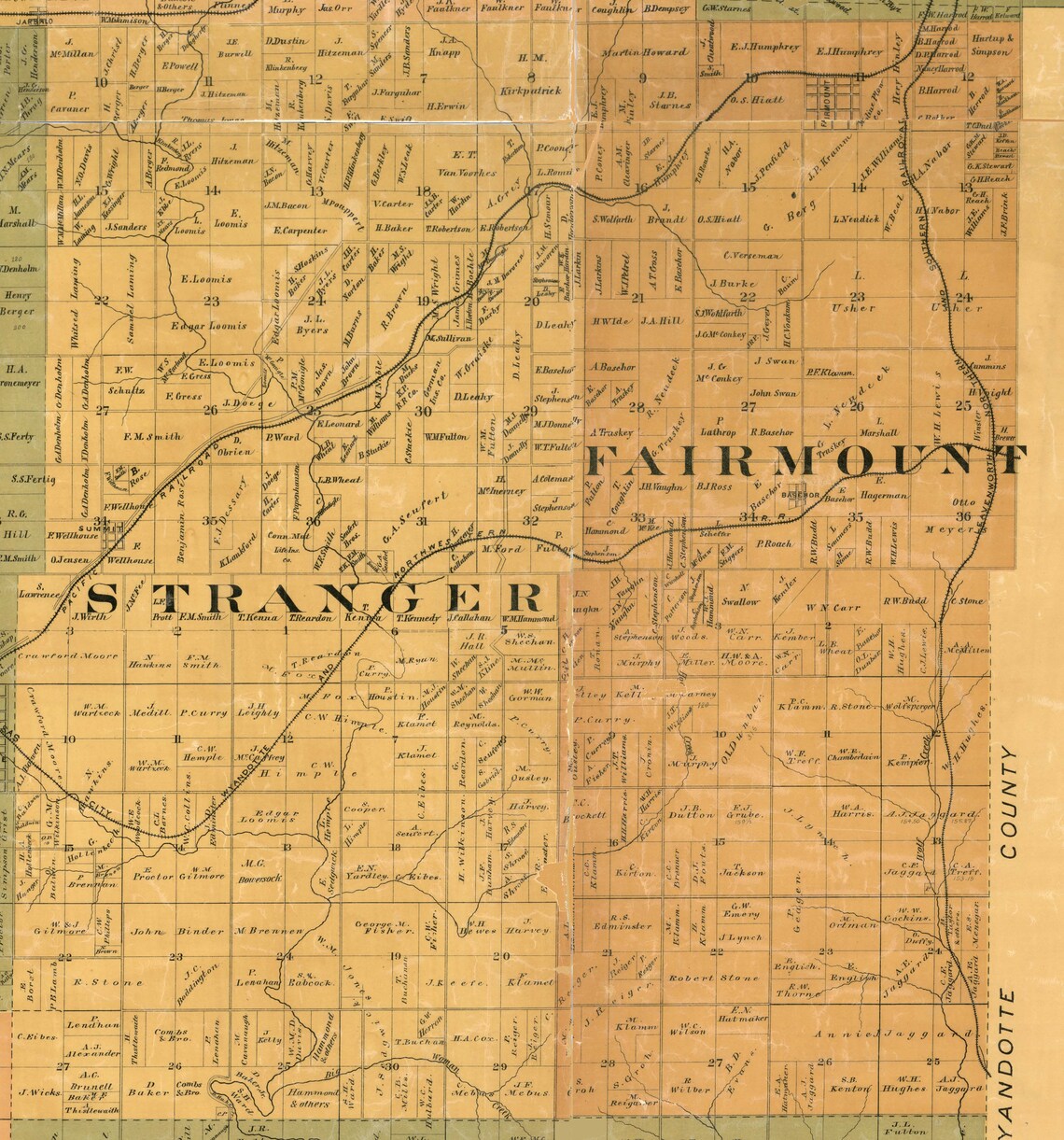 Leavenworth County Kansas 1894 Old Wall Map Reprint Etsy
