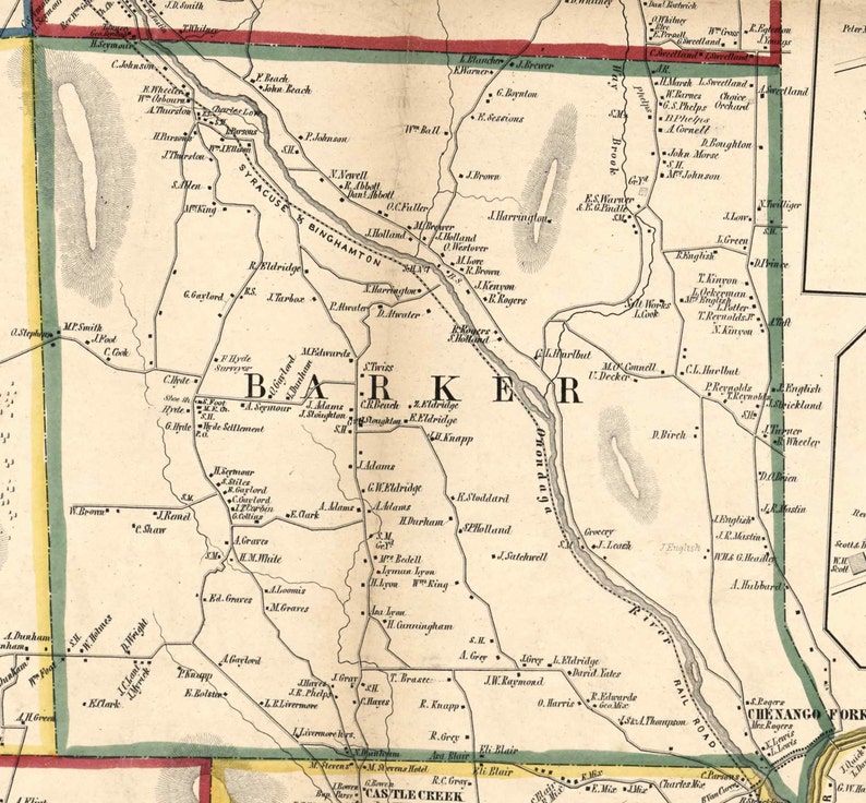 Broome County New York 1855 Old Wall Map Reprint With Etsy