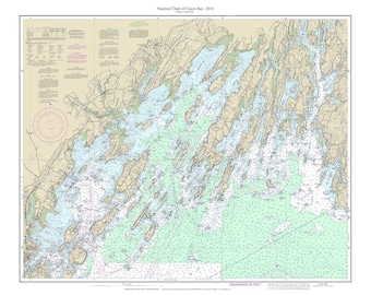 Casco Bay - Portland to Small Point Maine 2014 Custom Nautical Map Brunswick Yarmouth Sebascodegan Island 13290 Reprint