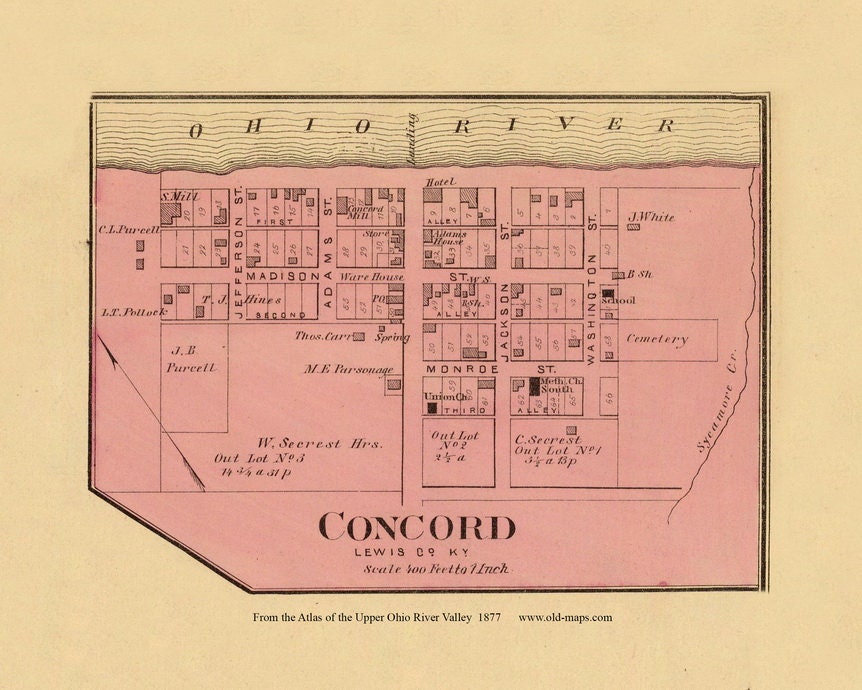 Home & Living 200 Vanceburg 1877 Old Town Map Lewis County Kentucky