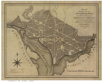 Washington DC - 1793 - City Map - Baker - Reprint