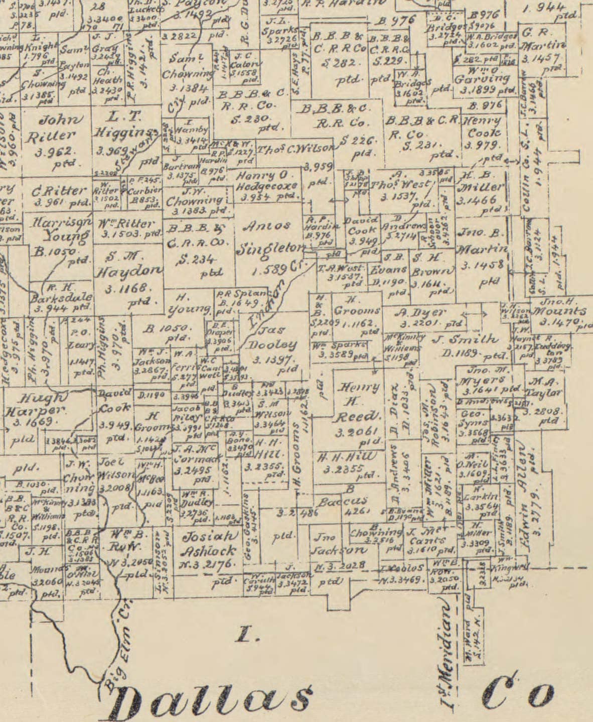 Denton County Texas 1879 Old Wall Map Reprint With Land Etsy