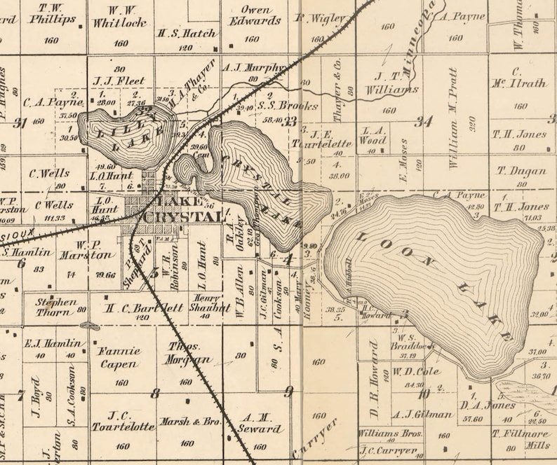 Blue Earth County Minnesota 1879 Old Wall Map Reprint With Etsy