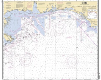 Cape St George to Mississippi Passes  - 2010 Nautical Map Reprint - Pensacola -Reprint General Chart 1115