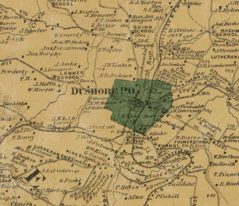 Sullivan County Pennsylvania 1872 Old Wall Map With Etsy