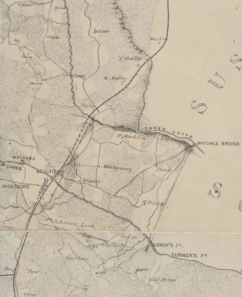 Greensville County Virginia 1864 Old Wall Map With Homeowner Etsy