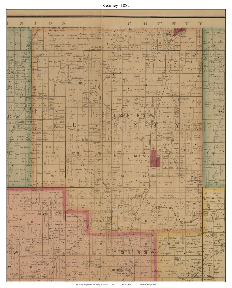 Kearney 1887 Old Town Map with Homeowner Names Holt Etsy