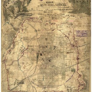 Atlanta, Georgia 1864 - Civil War City Map By Sneden   Reprint
