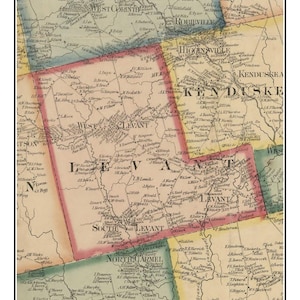Levant 1859 Old Town Map  with Homeowner Names Maine - Reprint Genealogy Penobscot County ME TM
