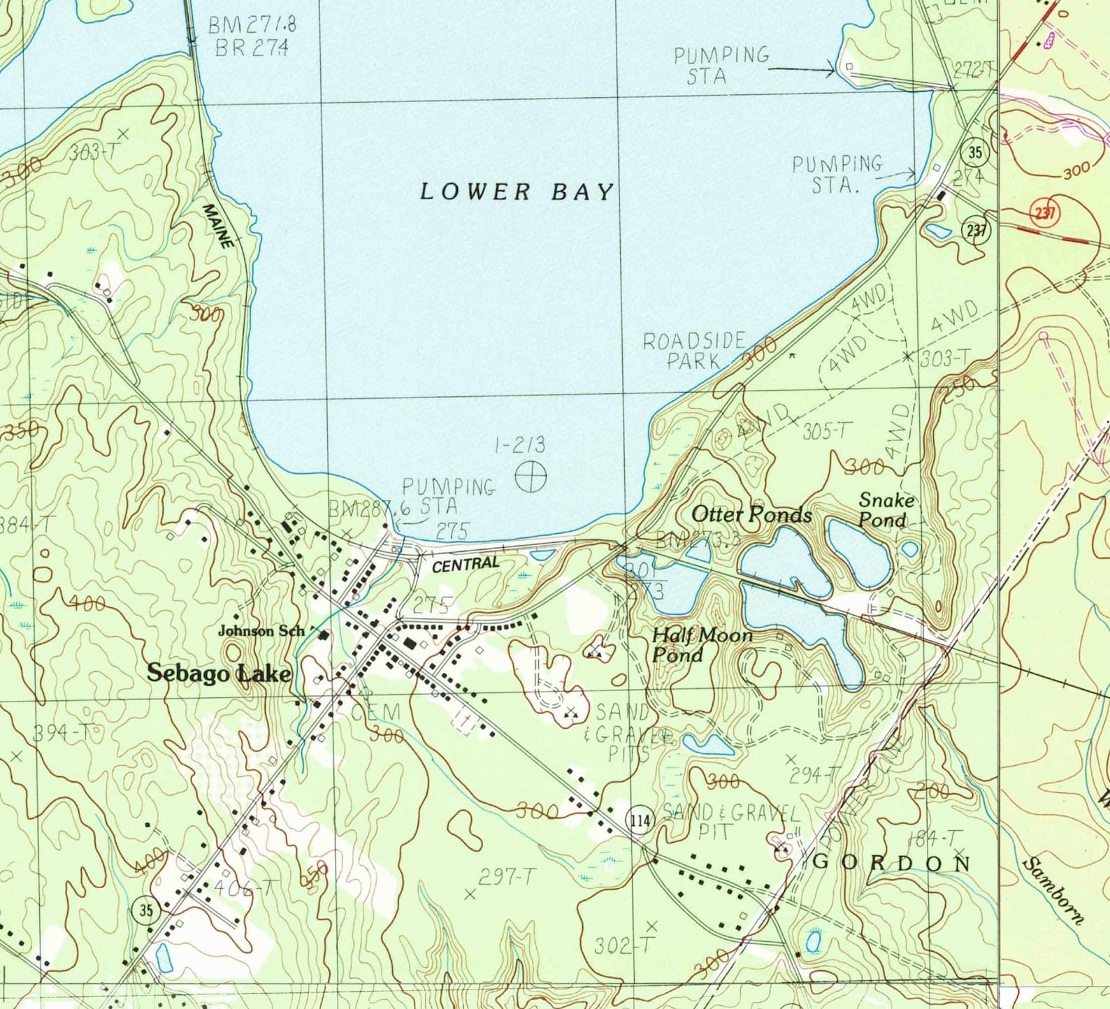Sebago Lake 1984 Old Topographic Map USGS Custom Composite Etsy