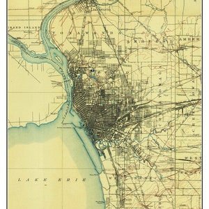 Buffalo Lake Erie - 1901 USGS Old Topographic Map West Seneca Tonawanda  Custom Composite reprint - Lake Erie - New York