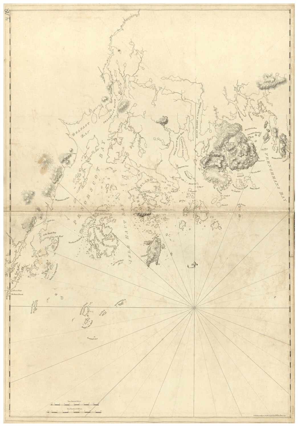 Frenchman Bay Maine Map Mount Desert Island Frenchman's Bay Maine 1776 Map | Etsy Australia