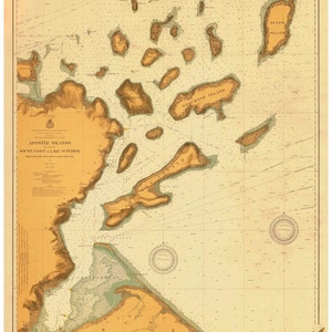 Apostle Islands 1925 from Little Girl Point to Sand Point - Lake Superior - Michigan & Wisconsin - Nautical Map Reprint  - Harbors small 961