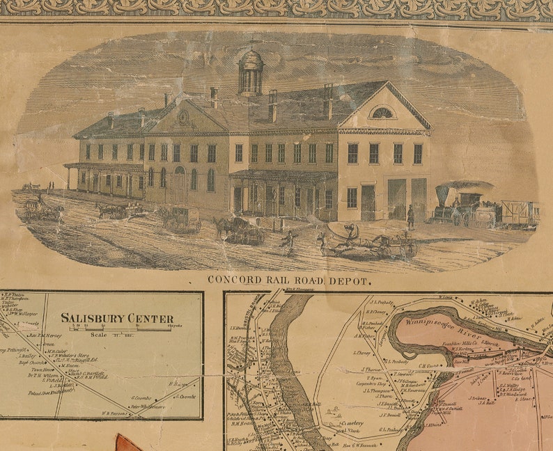 Merrimack County New Hampshire 1858 Old Wall Map Reprint Etsy