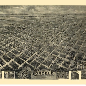 Cordele Georgia - Old 1908  Birds Eye View  - Reprint