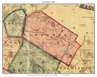 Map Of Tewksbury Ma Tewksbury Ma Map | Etsy