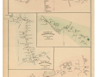 Hanson, Massachusetts 1879 Old Town Map Reprint - Plymouth Co.