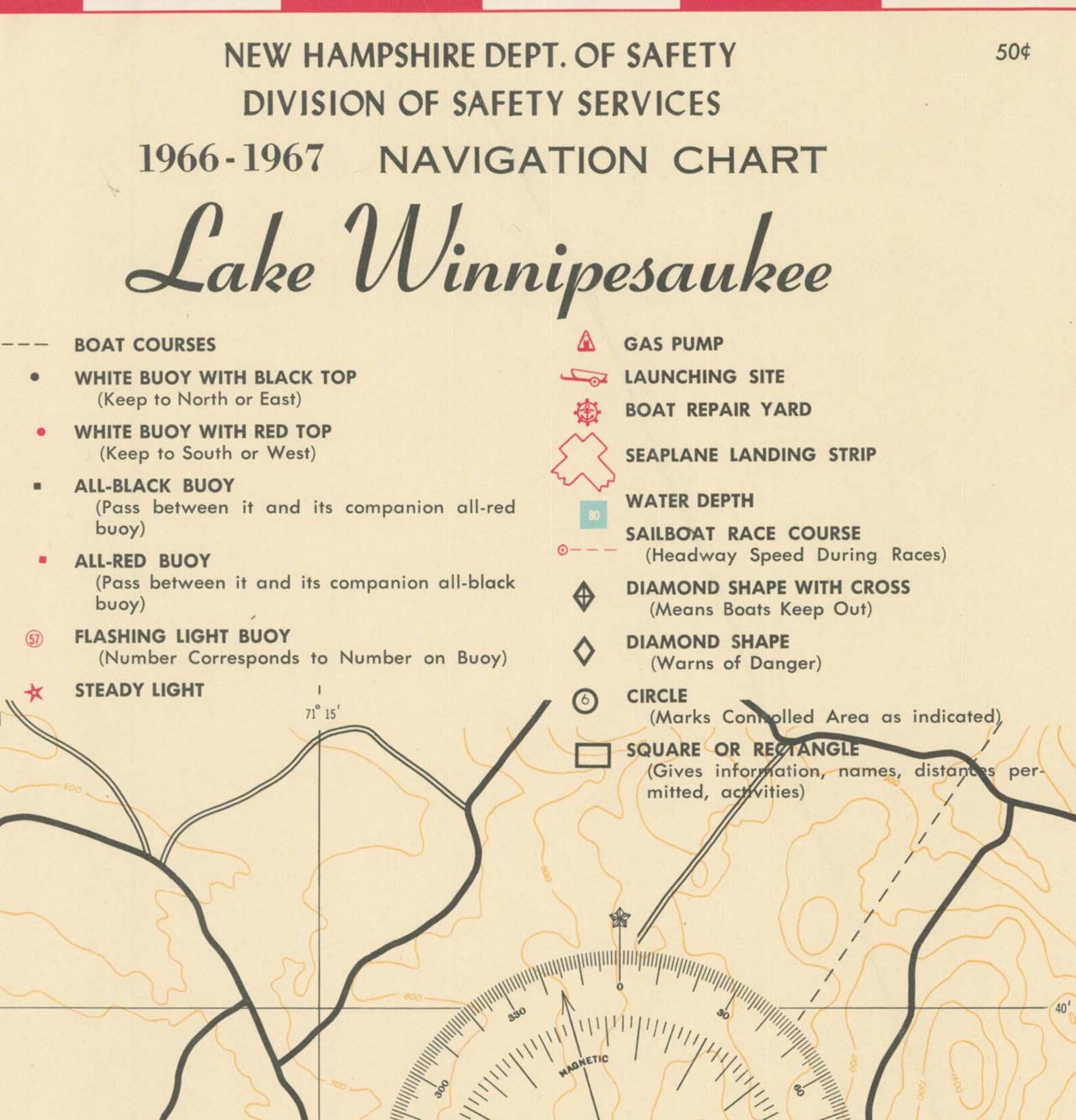 Lake Winnipesaukee 196667 Navigation Map Islands Coves Etsy