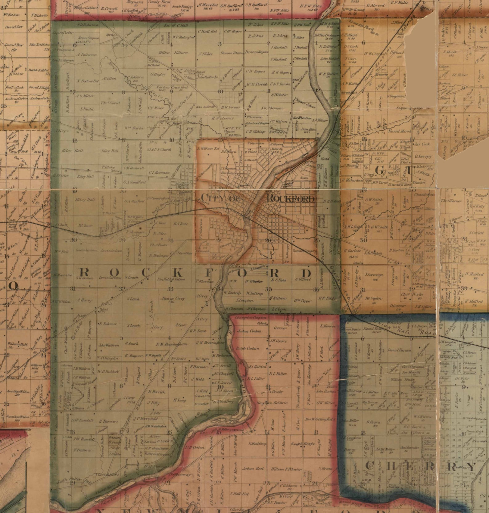 Winnebago County Illinois 1859 Old Wall Map Reprint With Etsy