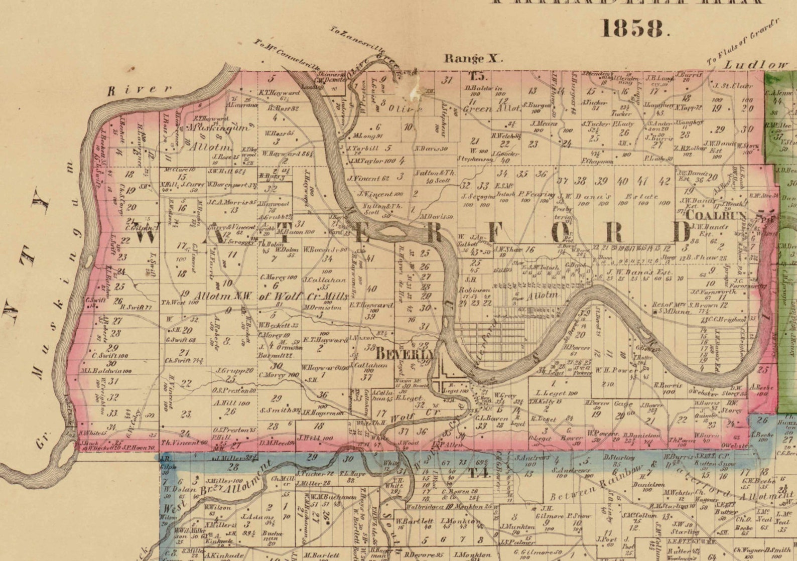 Washington County Ohio 1858 Old Wall Map Reprint With Etsy