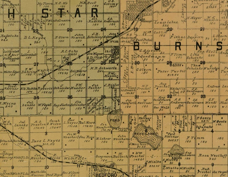 Brown County Minnesota 1900 Old Wall Map Reprint With Etsy