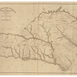 Orangeburgh District South Carolina 1825 - County Wall Map - Homeowner names - Mills Atlas Reprint - RSY