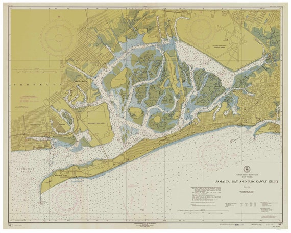 Jamaica Bay and Rockaway Inlet, NY 1954 Nautical Map - Reprint