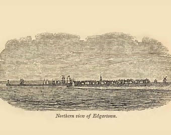 Edgartown - Northern View, Massachusetts 1839 - (Note Cards) John Warner Barber Landscape View - Set of 10 Note Cards