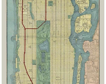 New York City - 1908 Map by Rand McNally - Reprint NYC