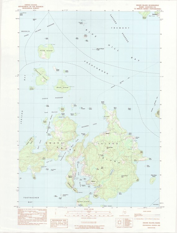 Swans Island Maine Map Swans Island Maine 1983 Original Usgs Topographic Map - Etsy
