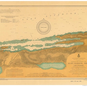 Agate Harbor on the Keweenaw Peninsula 1904 - Lake Superior - Michigan Nautical Map Reprint  - 1904d Harbors small 947