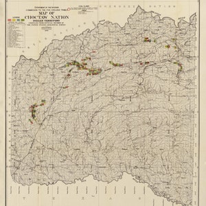 Choctaw Nation 1900 - Oklahoma - Old Map Reprint - Oklahoma Regional 3