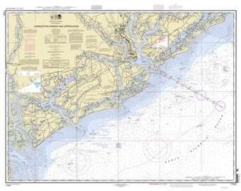 Charleston Harbor Approaches- 2010 - Isle of Palms Folly, Kiawah, Edisto Islands South Carolina - Nautical Map  Reprint  80000 AC Chart 1239